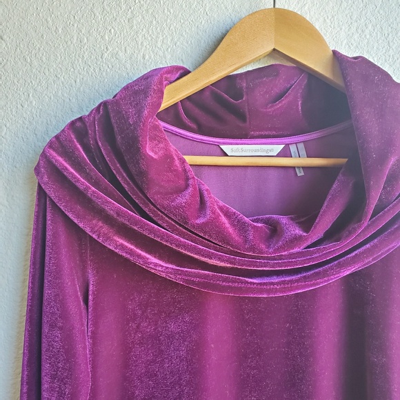 Soft Surroundings Berry Velvet Cowl Neck Top Cozy - Picture 9 of 10